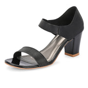 Women Ankle Strap Block Heel Sandals (W-RST-045-BLACK)