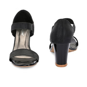 Women Ankle Strap Block Heel Sandals (W-RST-045-BLACK)