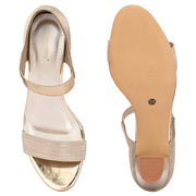 Women Ankle Strap Block Heel Sandals (W-RST-045-GOLD)