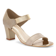 Women Ankle Strap Block Heel Sandals (W-RST-045-GOLD)