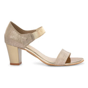 Women Ankle Strap Block Heel Sandals (W-RST-045-GOLD)