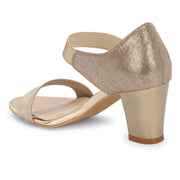 Women Ankle Strap Block Heel Sandals (W-RST-045-GOLD)