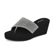 Women Wedge Slide Sandals (W-RST-052-GUNMETAL)