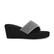 Women Wedge Slide Sandals (W-RST-052-GUNMETAL)