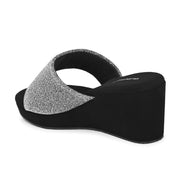 Women Wedge Slide Sandals (W-RST-052-GUNMETAL)