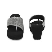 Women Wedge Slide Sandals (W-RST-052-GUNMETAL)