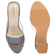 Women Transparent Slip-on Block Heel (W-RST-054-GUNMETAL)