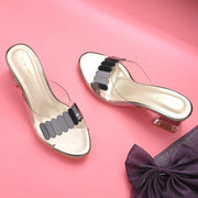 Women Transparent Slip-on Block Heel (W-RST-054-GUNMETAL)