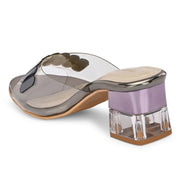 Women Transparent Slip-on Block Heel (W-RST-054-GUNMETAL)