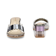 Women Transparent Slip-on Block Heel (W-RST-054-GUNMETAL)