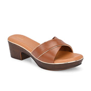 Women Block Heel Slip-On Sandals (W-RST-057A-TAN)