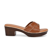 Women Block Heel Slip-On Sandals (W-RST-057A-TAN)