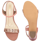 Women Party Wear Ankle-Strap Block Heel Sandals (W-RST-062-PEACH)