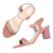 Women Party Wear Ankle-Strap Block Heel Sandals (W-RST-062-PEACH)