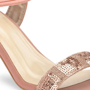 Women Party Wear Ankle-Strap Block Heel Sandals (W-RST-062-PEACH)