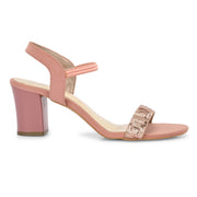 Women Party Wear Ankle-Strap Block Heel Sandals (W-RST-062-PEACH)
