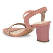 Women Party Wear Ankle-Strap Block Heel Sandals (W-RST-062-PEACH)