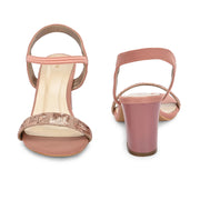 Women Party Wear Ankle-Strap Block Heel Sandals (W-RST-062-PEACH)