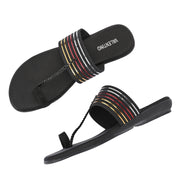 Women Stylish Kolhapuri Flats (W-RST-068-BLACK)