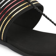 Women Stylish Kolhapuri Flats (W-RST-068-BLACK)