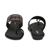 Women Stylish Kolhapuri Flats (W-RST-068-BLACK)