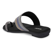 Women Stylish Kolhapuri Flats (W-RST-068-GREY)