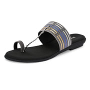 Women Stylish Kolhapuri Flats (W-RST-068-GREY)