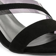 Women Block Heel Sandals with Ankle Strap & Back Zip (W-RST-071-BLACK)