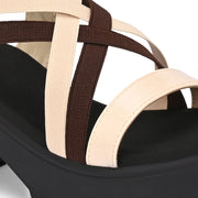 Women Block Heel Platform Sandals (W-RST-075A-BEIGE)