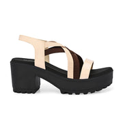 Women Block Heel Platform Sandals (W-RST-075A-BEIGE)