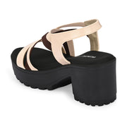Women Block Heel Platform Sandals (W-RST-075A-BEIGE)