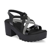 Women Block Heel Platform Sandals (W-RST-075A-BLACK)