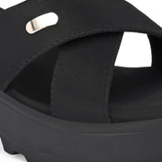 Women Block Heel Cross Strap Sandals (W-RST-076A-BLACK)