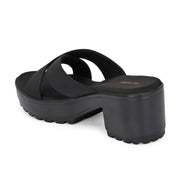 Women Block Heel Cross Strap Sandals (W-RST-076A-BLACK)