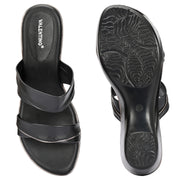 Women Double Strap Wedge Sandals – Casual & Office Wear (W-RST-082-BLACK)