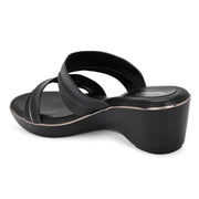 Women Double Strap Wedge Sandals – Casual & Office Wear (W-RST-082-BLACK)