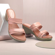 Women Double Strap Wedge Sandals – Casual & Office Wear (W-RST-082-PEACH)
