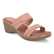 Women Double Strap Wedge Sandals – Casual & Office Wear (W-RST-082-PEACH)