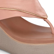 Women Peach V-Strap Wedge Sandals – Casual & Ethnic Wear (W-RST-083-PEACH)