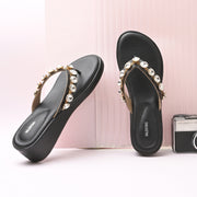 Women Black Embellished Platform Sandals – Festive & Ethnic Wear (W-RST-086-BLACK)
