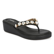 Women Black Embellished Platform Sandals – Festive & Ethnic Wear (W-RST-086-BLACK)