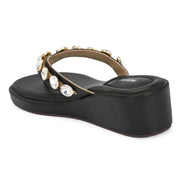 Women Black Embellished Platform Sandals – Festive & Ethnic Wear (W-RST-086-BLACK)