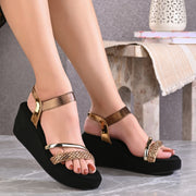 Women Metallic Embellished Wedge Sandals (W-RST-088-COPPER)