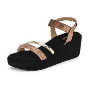 Women Metallic Embellished Wedge Sandals (W-RST-088-COPPER)