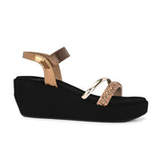 Women Metallic Embellished Wedge Sandals (W-RST-088-COPPER)