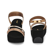 Women Metallic Embellished Wedge Sandals (W-RST-088-COPPER)