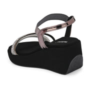 Women Metallic Embellished Wedge Sandals (W-RST-088-GUNMETAL)