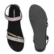 Women Metallic Embellished Wedge Sandals (W-RST-088-GUNMETAL)