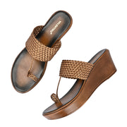 Women Braided Wedge Heel Slip-On Sandals (W-RST-103-ANTIQUE)