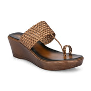 Women Braided Wedge Heel Slip-On Sandals (W-RST-103-ANTIQUE)